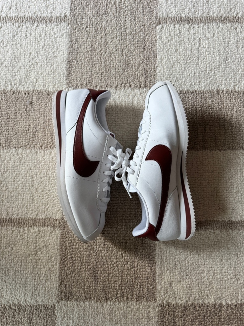 Nike Cortez Leather Sneakers - White / Maroon